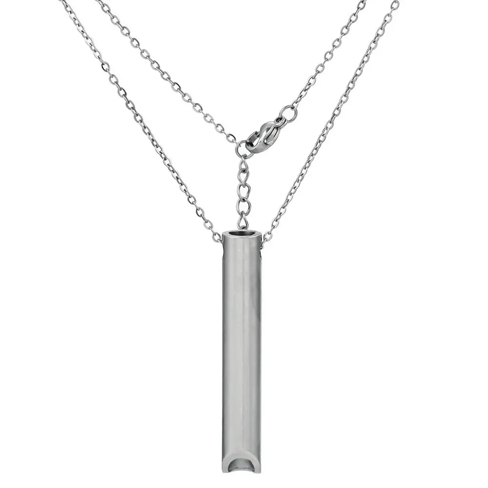 Whistle Stainless Steel Pendant for Men Women Breathing Necklace Anxiety Necklace Meditation Reducing Meditation Whistle Jewelry