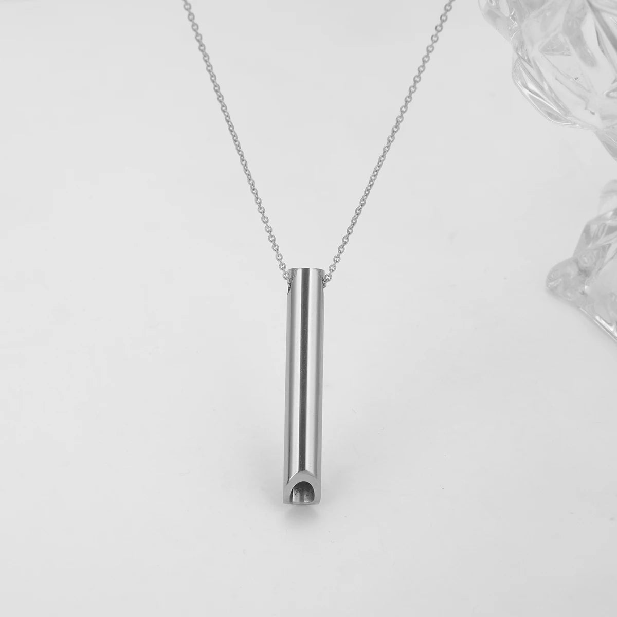 Whistle Stainless Steel Pendant for Men Women Breathing Necklace Anxiety Necklace Meditation Reducing Meditation Whistle Jewelry